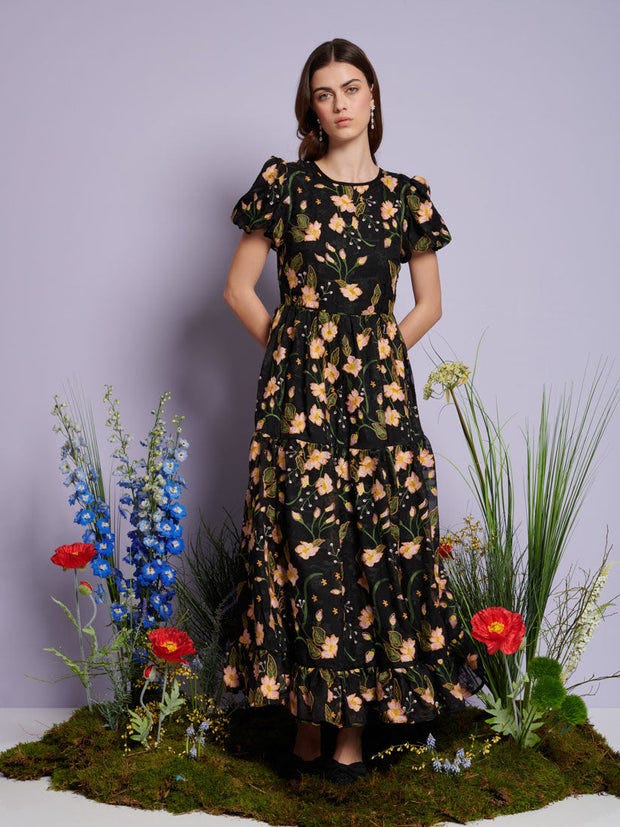 Wood Lily Embroidered Maxi Dress