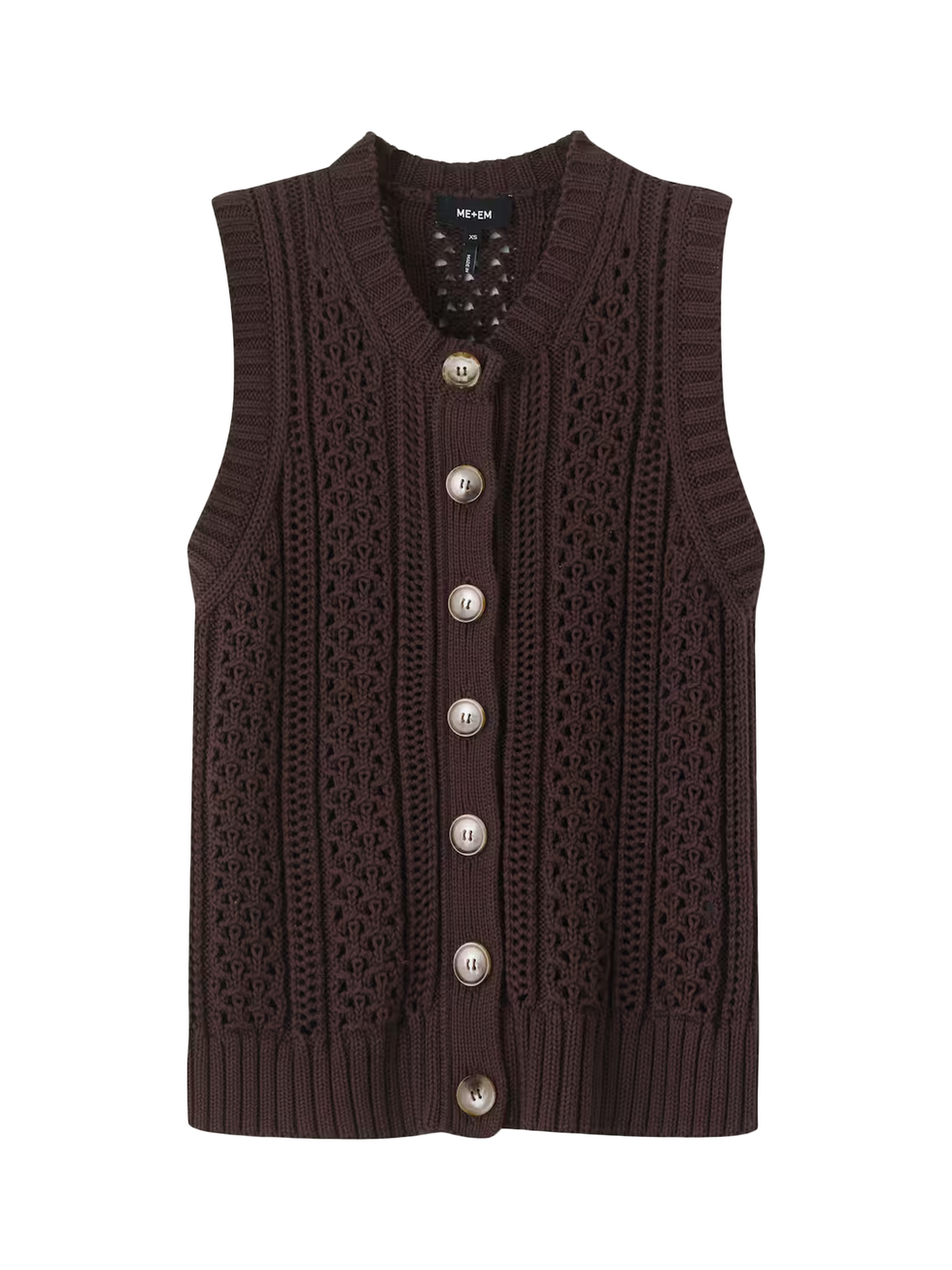 Cotton Open-Stitch Sweater Vest