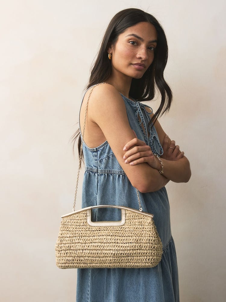 Natural Raffia Clutch Bag