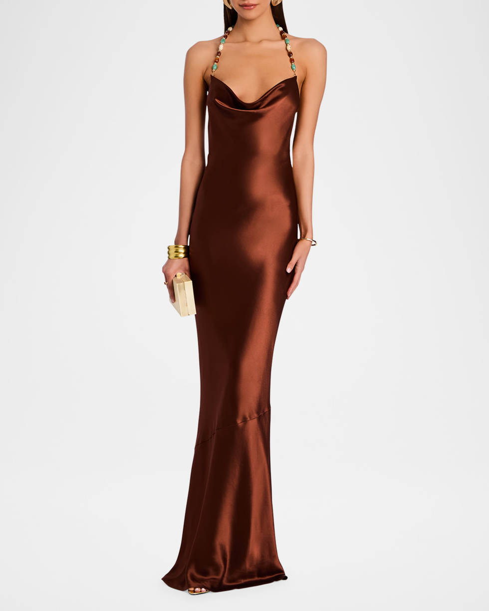 Abito sottoveste in raso con perline Finley
