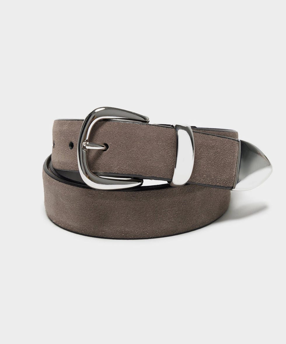 Cinto Western minimalista de camurça Anderson's em tom taupe