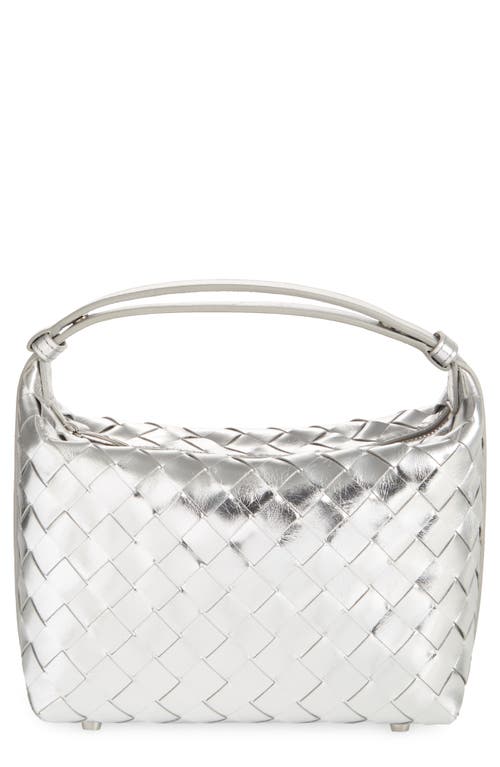 Mini bolsa de ombro em couro metálico Wallace Mirror Intrecciato