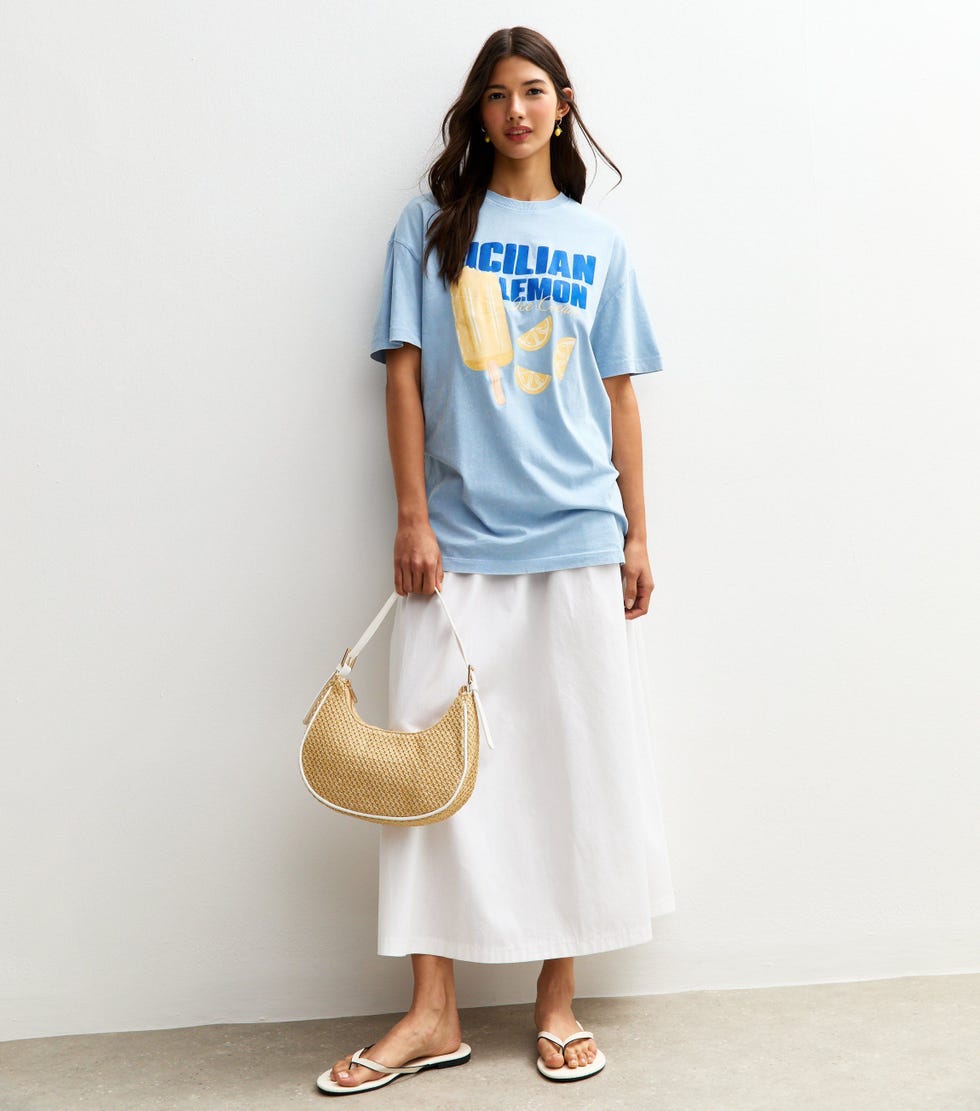 Oversized Cotton Lemon Print T-Shirt