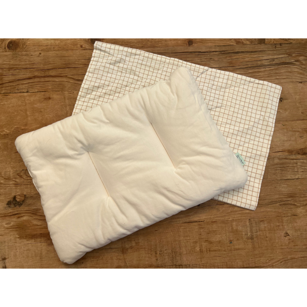 Organic Toddler Pillow and Case Caramel Grid