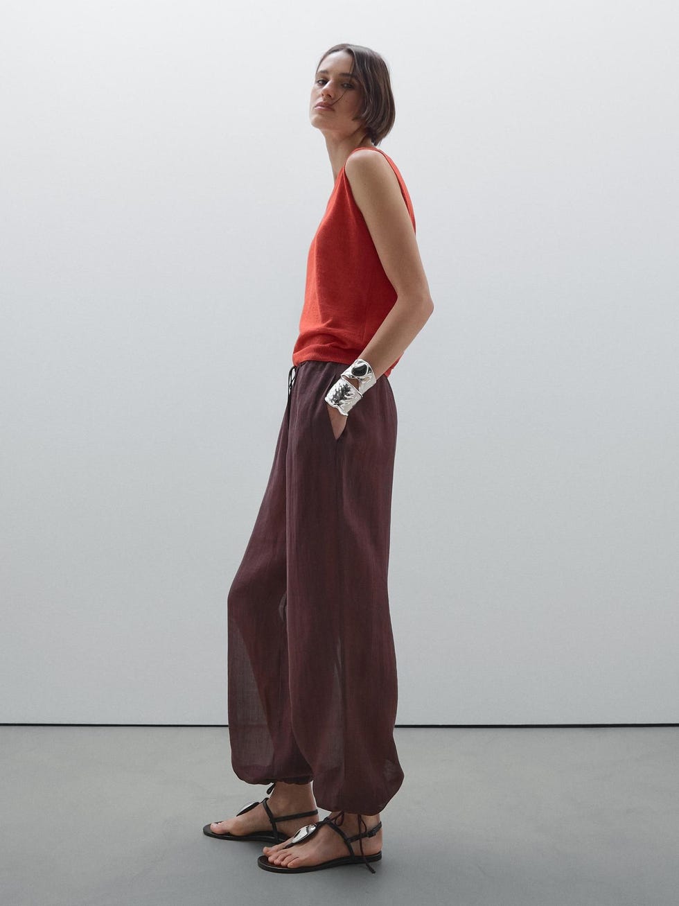 Flowing Cuffed Drawstring Trousers