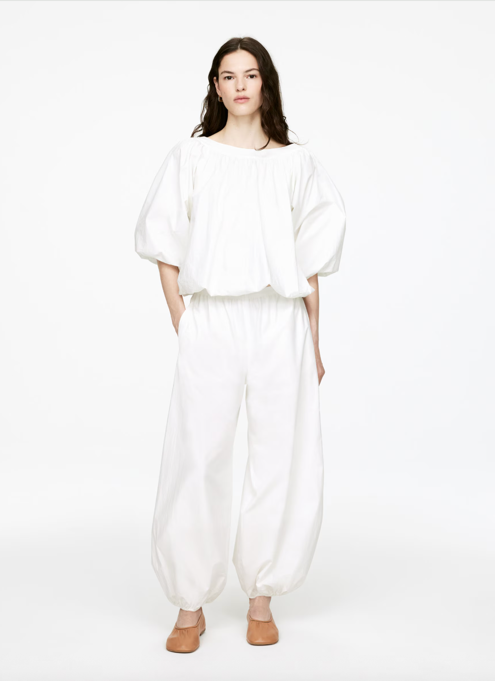 Balloon-Leg Poplin Trousers