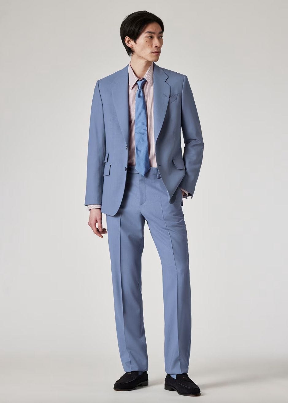 Traje de lana azul fresco