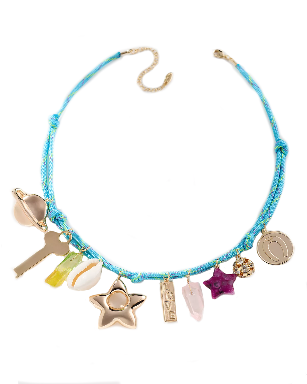 Multi-Color Cord Charm Necklace 