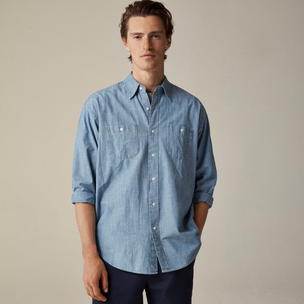 Giant-fit Organic Cotton Chambray Workshirt Giant-fit Organic Cotton Chambray Workshirt