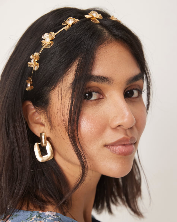 The Festival...Gold Floral Wire Headband