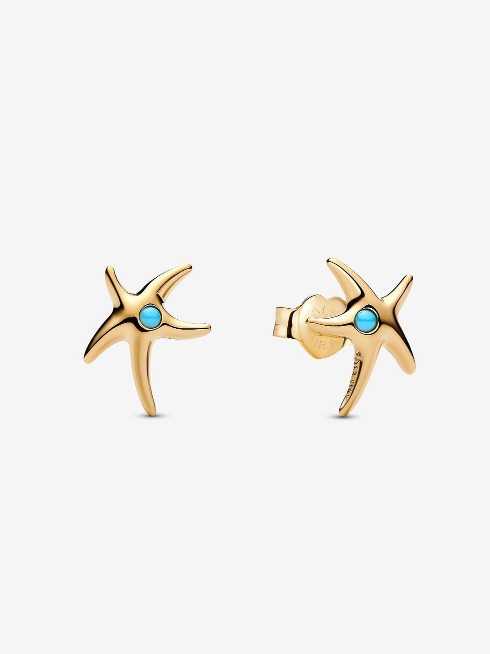 Starfish 14k gold-plated stud earrings with capri blue crystal