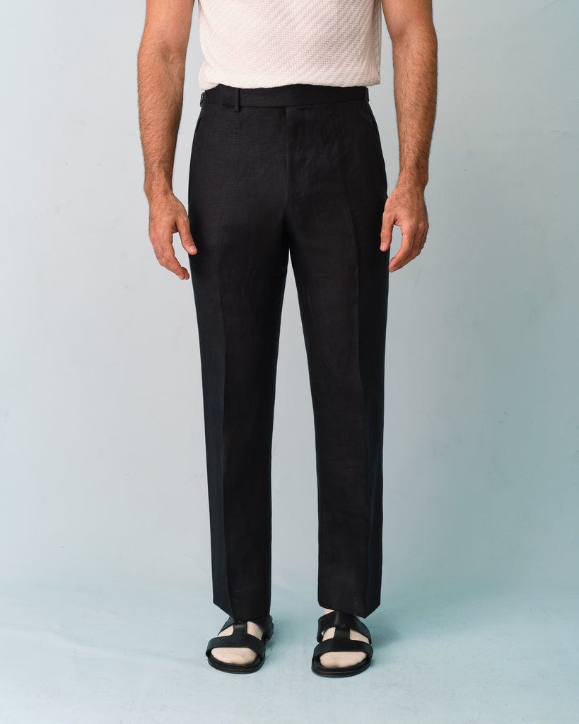 Schwarze klassische Leinenhose