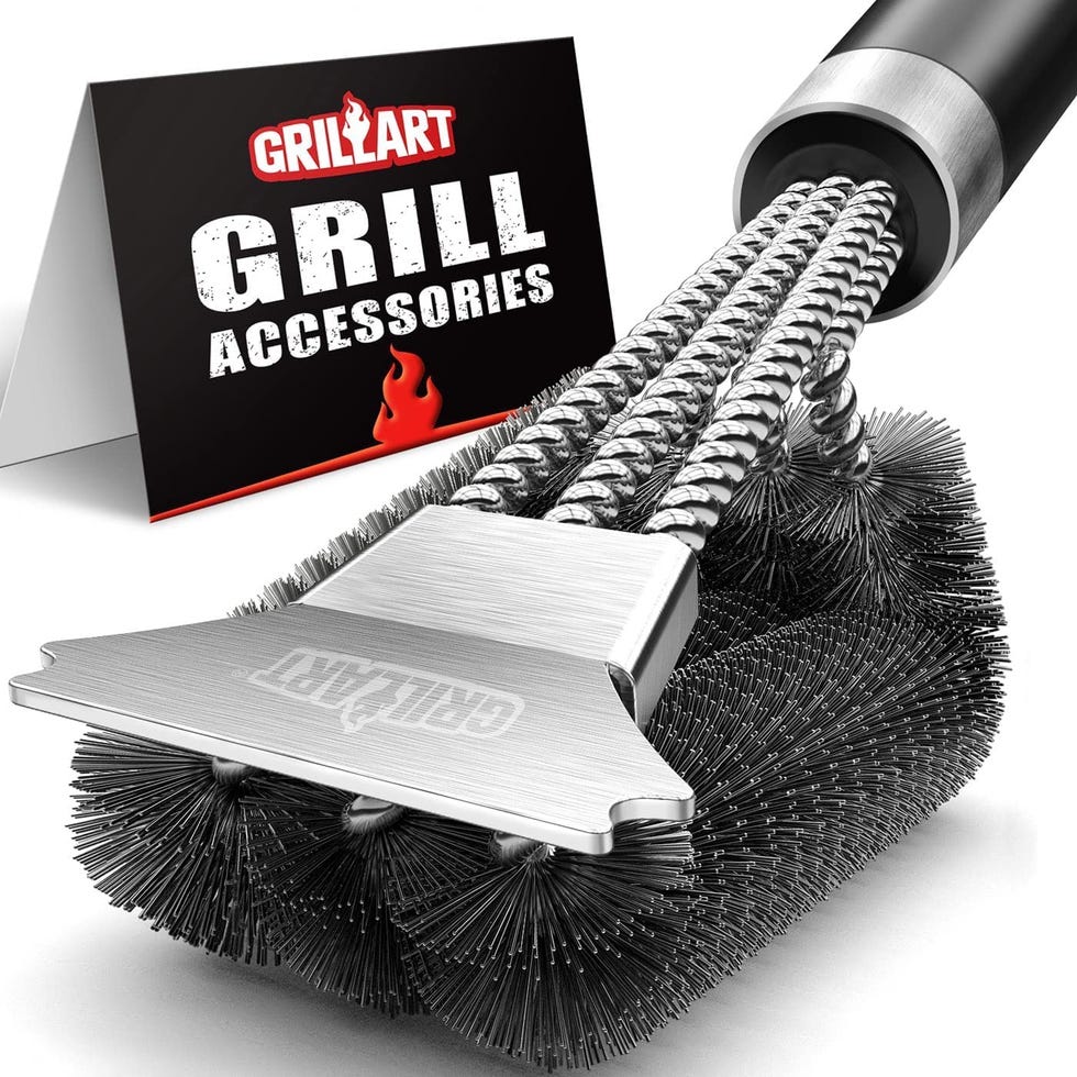 Grill Brush and Scraper with Deluxe Handle