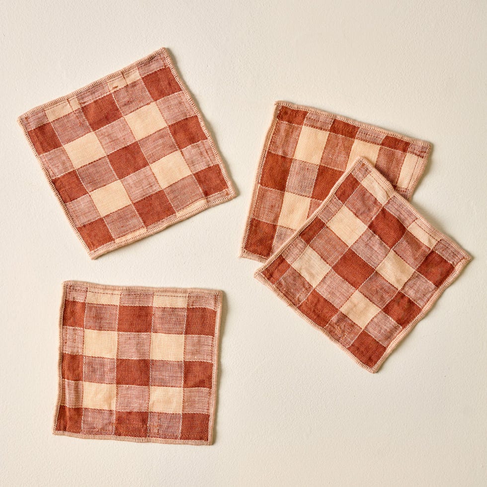 Gingham Cocktail Napkins Set of Four