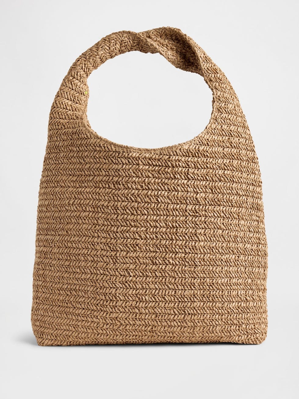 Brown Slouchy Straw Tote Bag