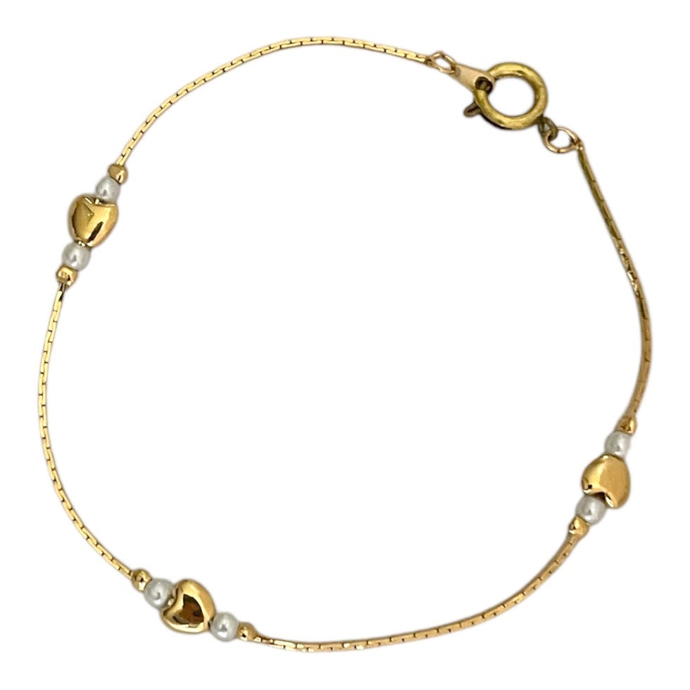 Heart and Pearl Anklet
