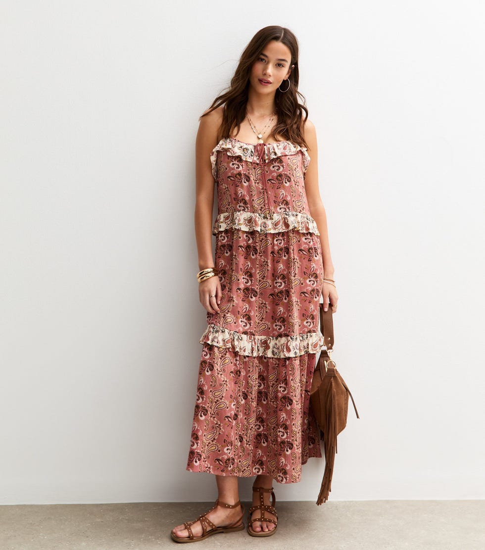 Paisley Floral Print Strappy Maxi Dress