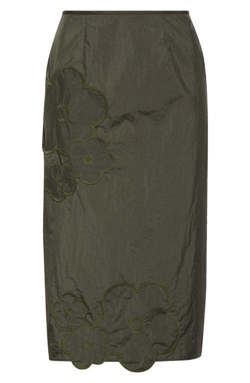 Allegra Floral Embroidered Taffeta Pencil Skirt