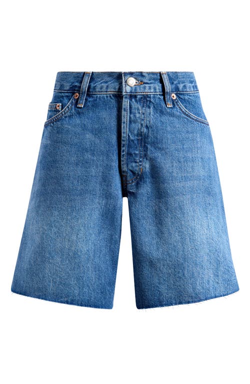 Loose Fit Raw Hem Cutoff Denim Shorts