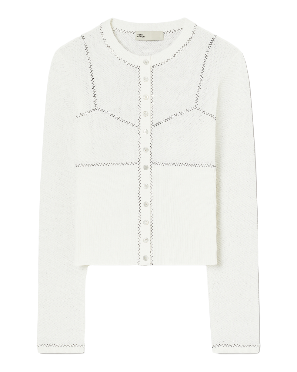 Cotton And Nylon Mesh Cardigan