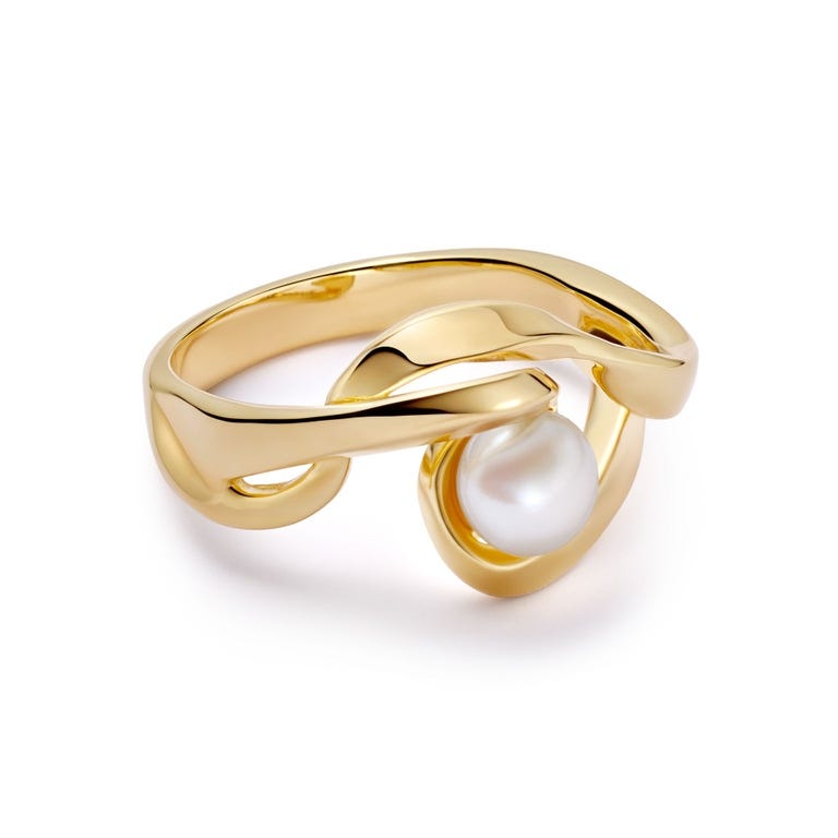 Gold Floe Pearl Ring