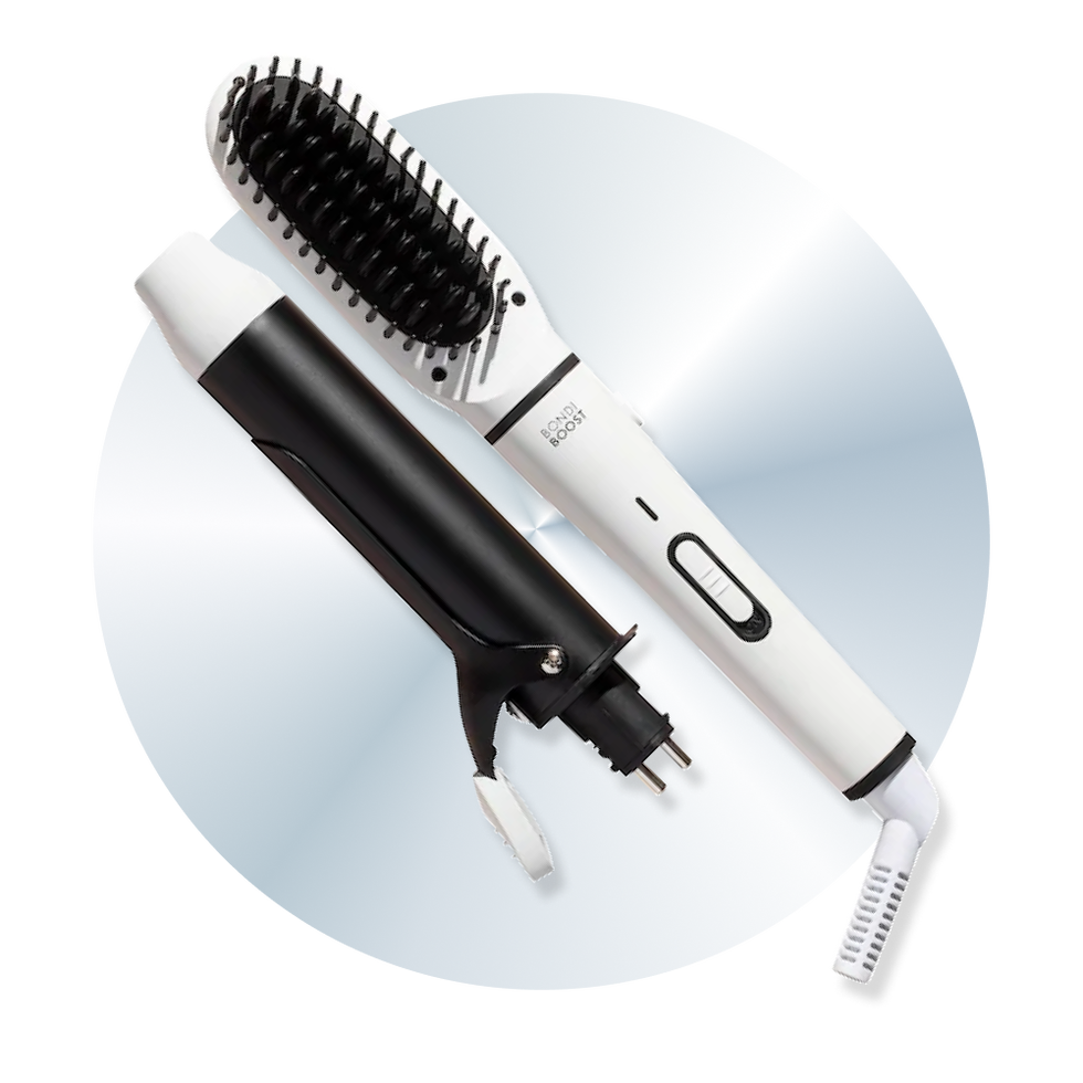Mini Interchangeable 2-in-1 Hair Straightener Brush and Curling Iron
