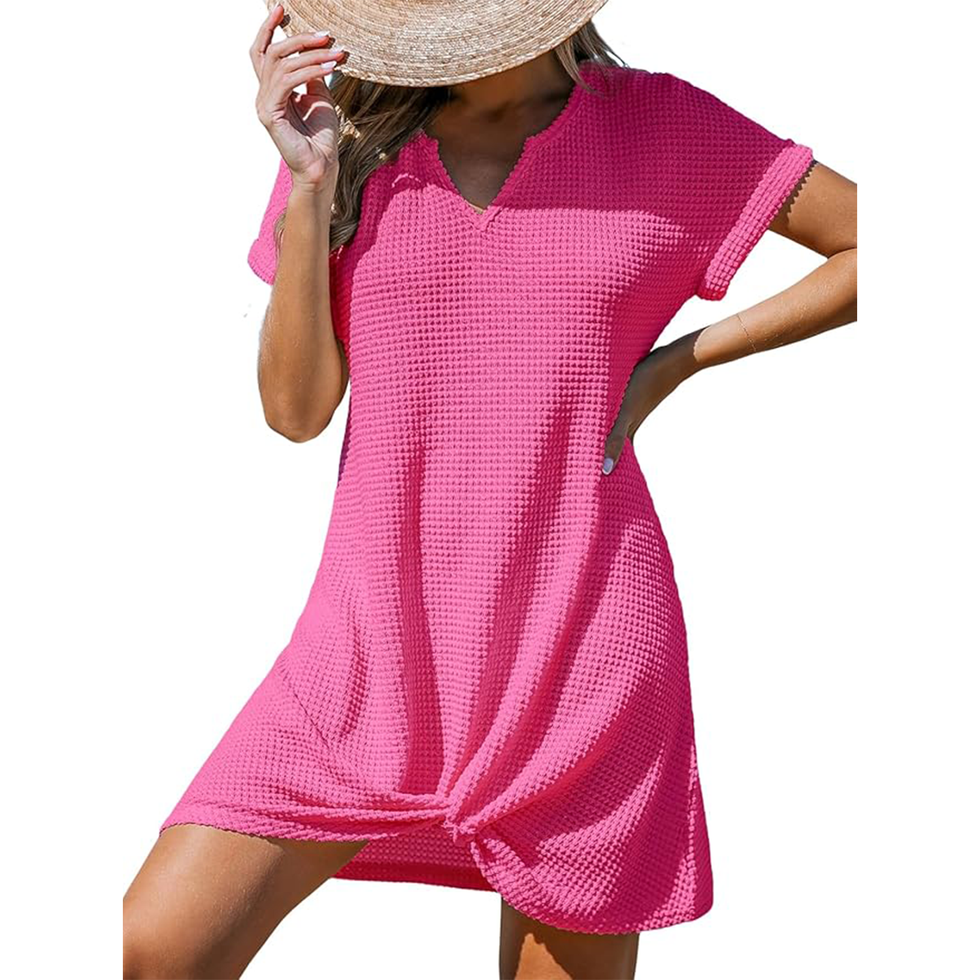 Waffle Twist Mini Coverup Dress