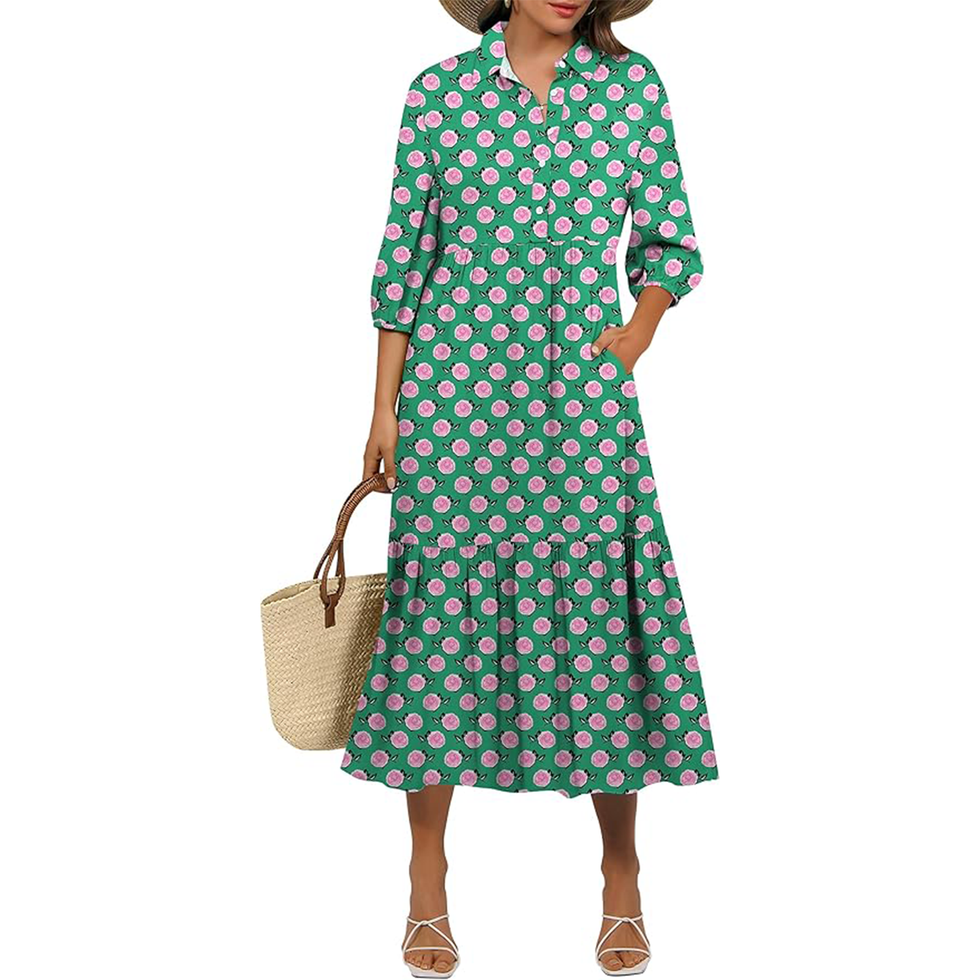 Puff Sleeve Maxi Shirt Dress
