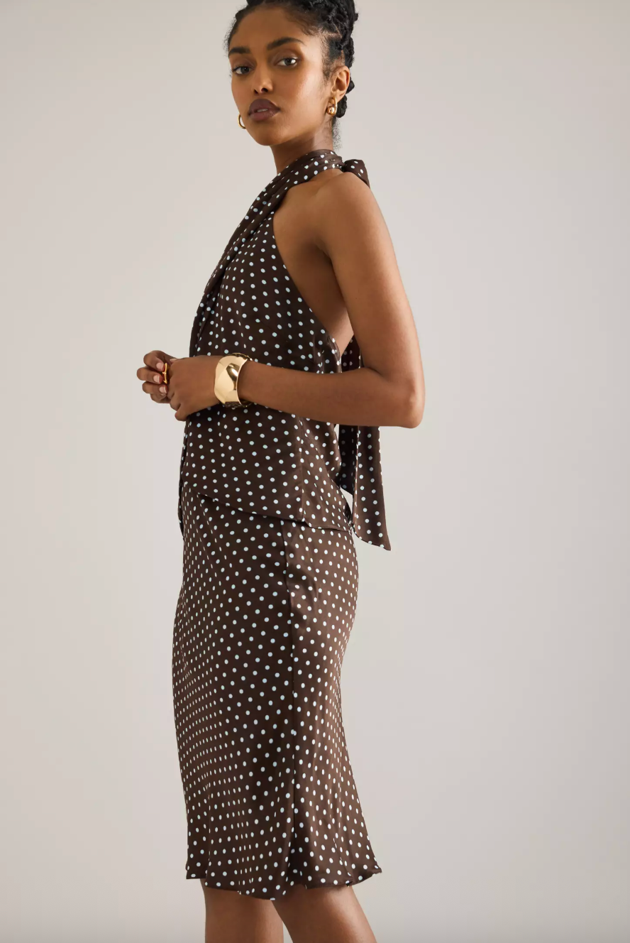 Maeve ’90s Bias Midi Slip Skirt