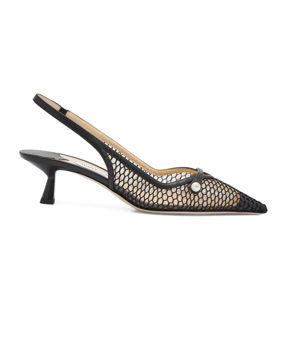Amita Net Slingback Ballerina Pumps