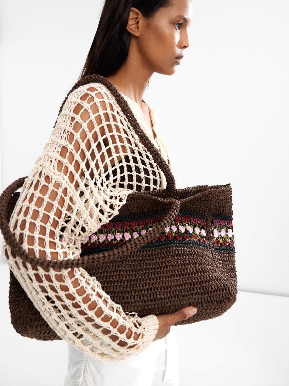 Shopper bag with braided detail