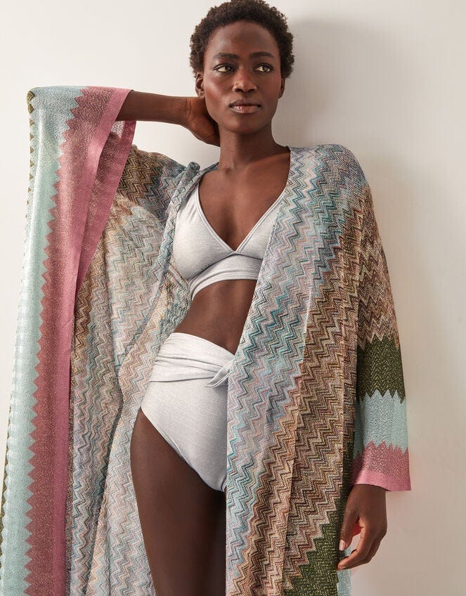 Ava Zigzag Stripe Beach Cover-Up Pink