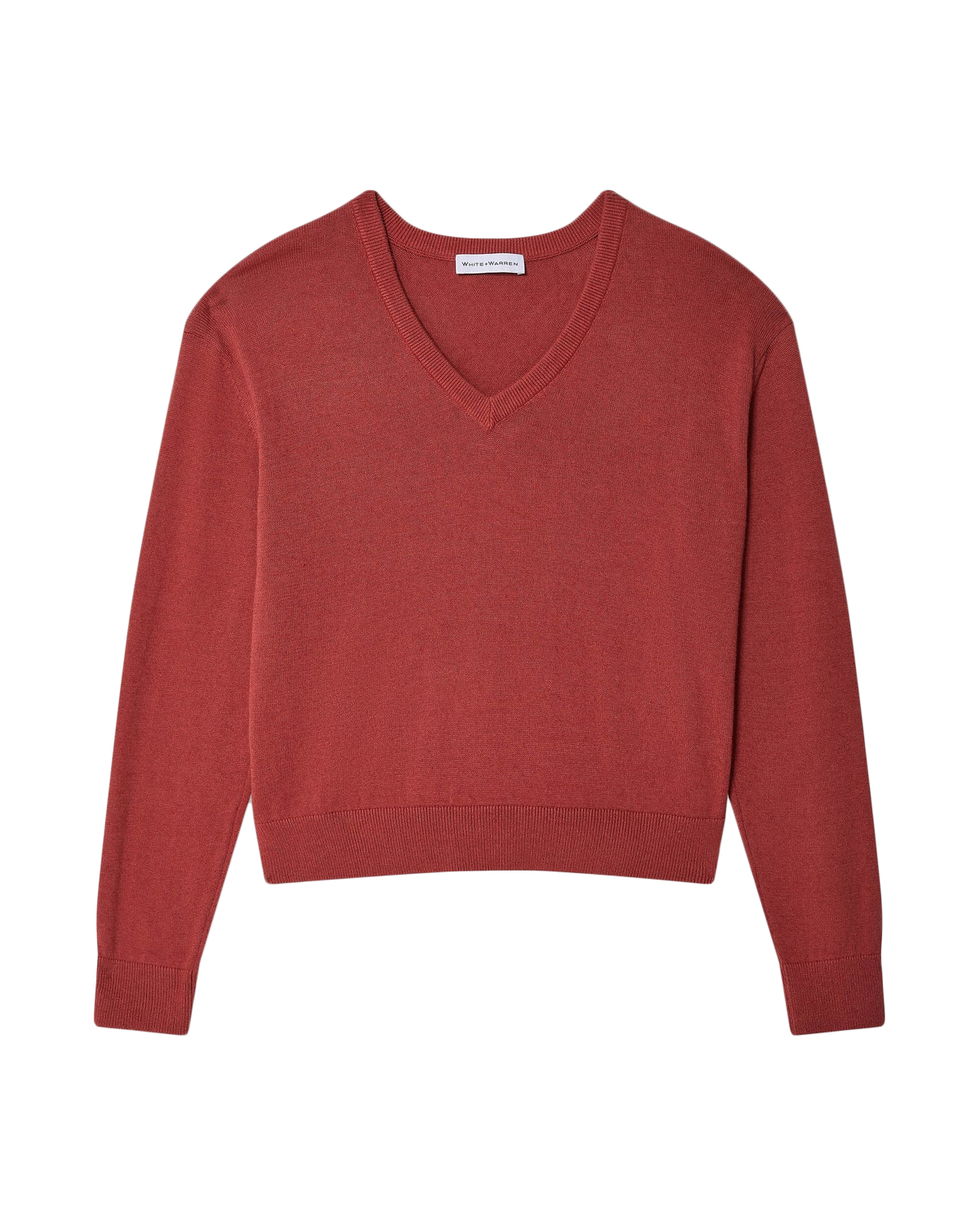Linen-Blend V-Neck