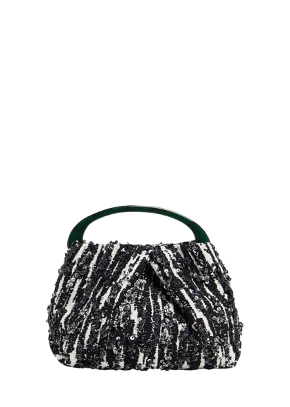 Mini borsa a tracolla in jacquard decorata con paillettes