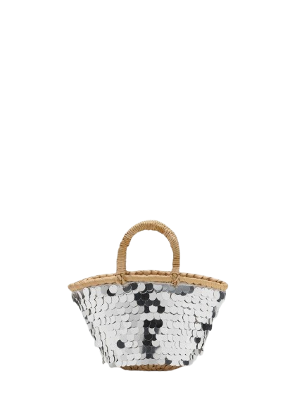 Mini borsa a cestino con paillettes