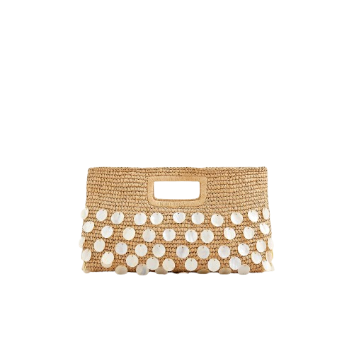 Pochette rettangolare in paglia annodata a mano