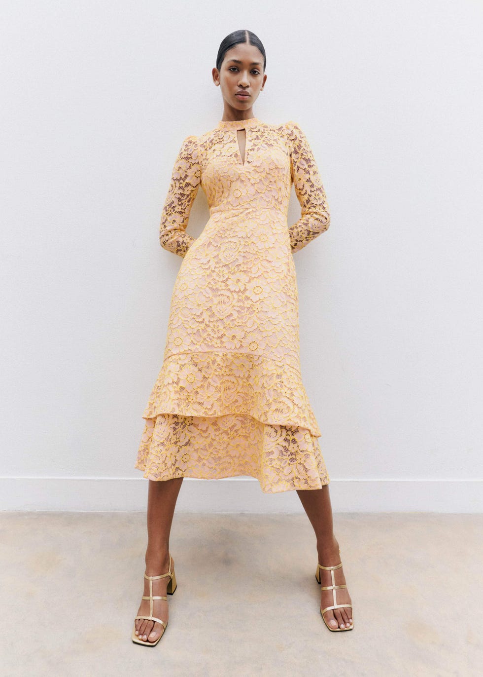 Two Tone Lace-Blend Midi Dress Two-Tone Lace, £325