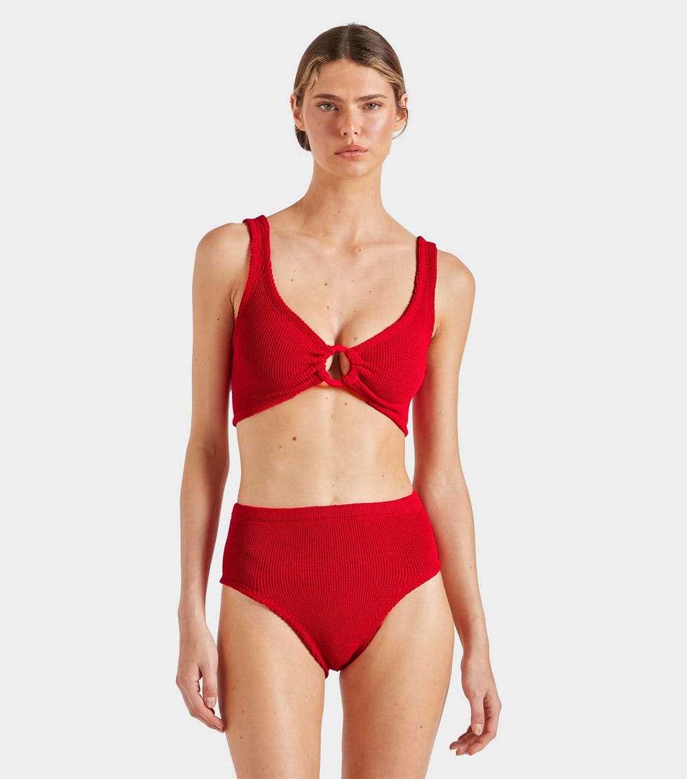 Nadine Bikini With Tonal Hoops Red