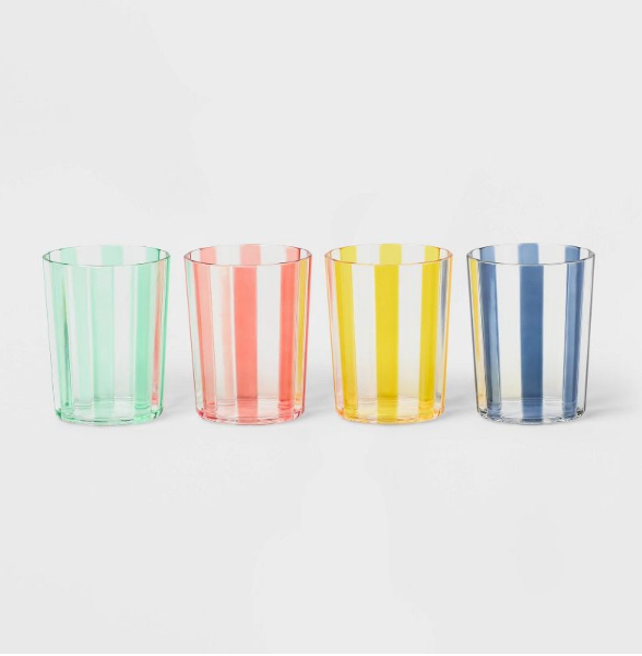 Striped Low Tumblers, 4-Pack