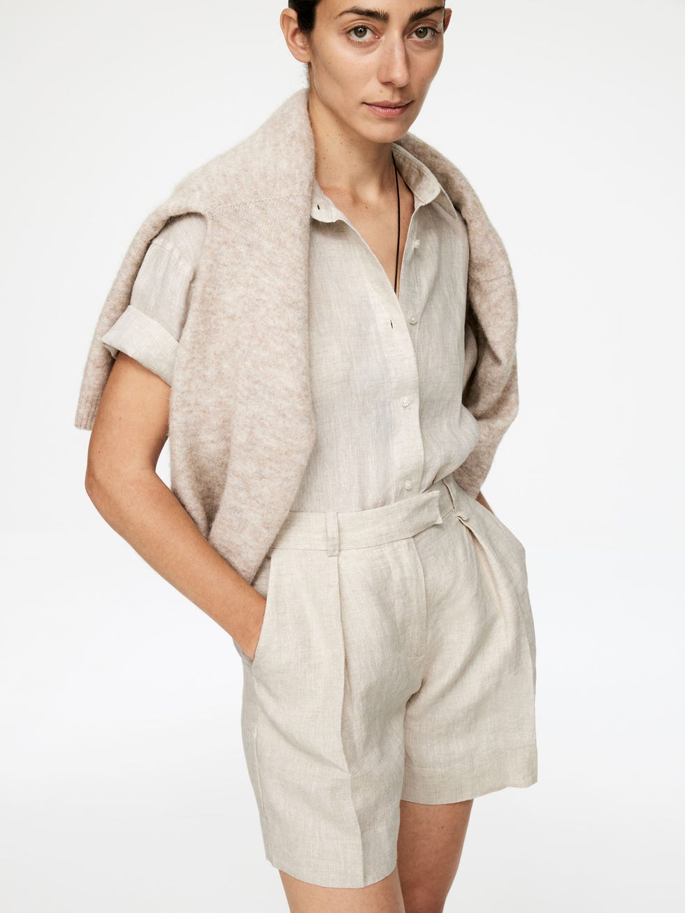 High Waist Linen Shorts