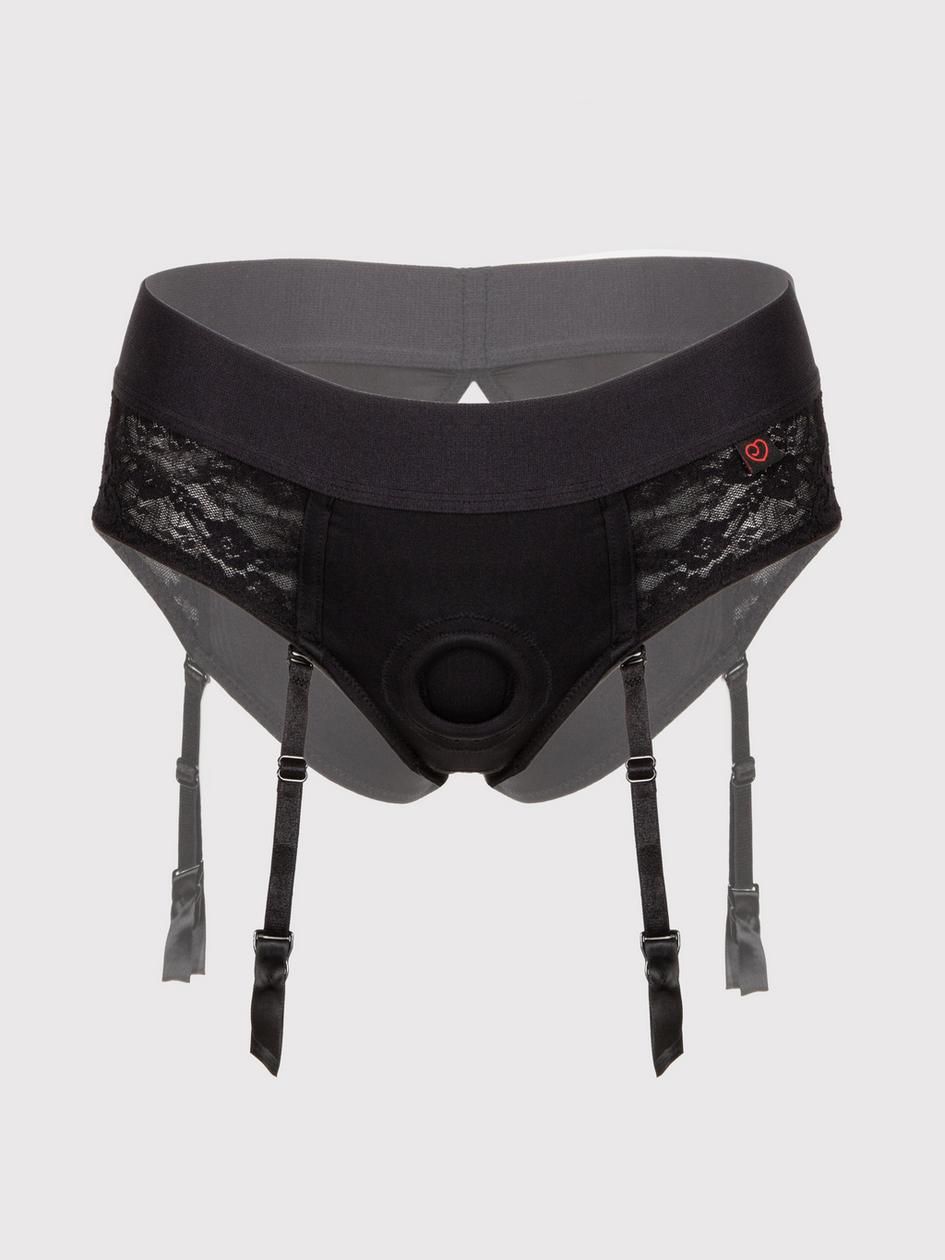 Unisex Crotchless Open-Back Lace Harness Briefs