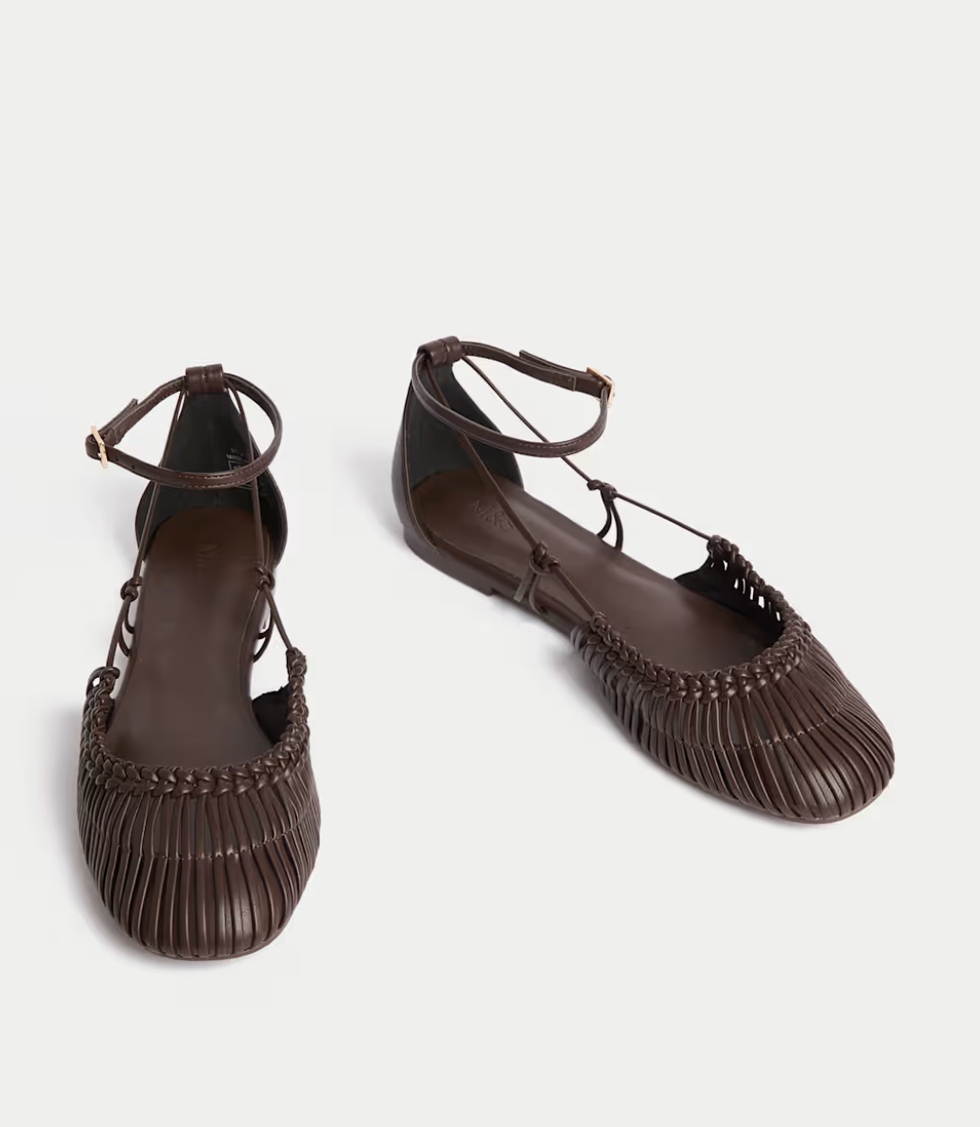 Woven Strappy Flat Ballet Pumps (also in gold and baby pink)