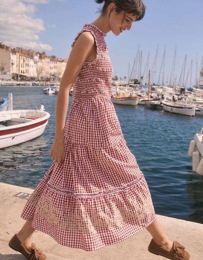 Greta Gingham Maxi Dress Red