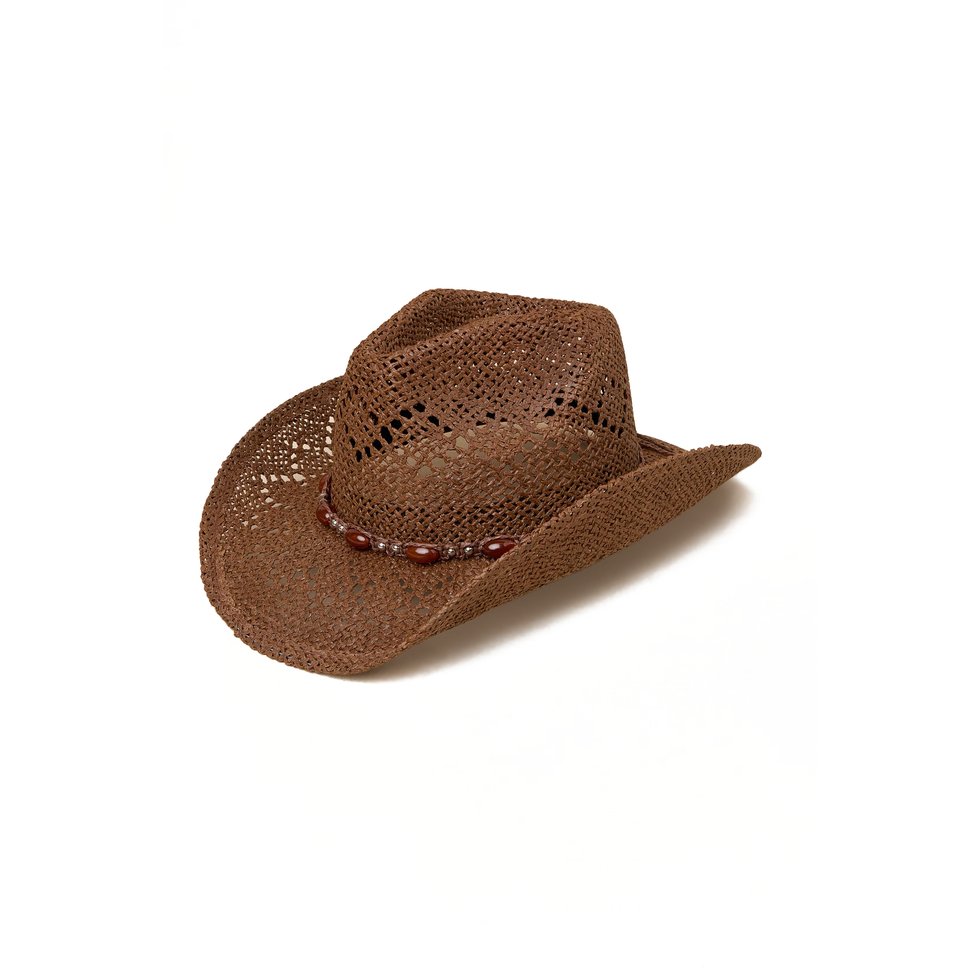 Sombrero Western Ways marrón de ala de alambre tejido