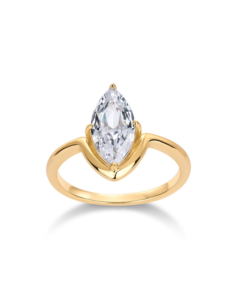 Yellow Gold Plated 1.5CT Marquise Cubic Zirconia 