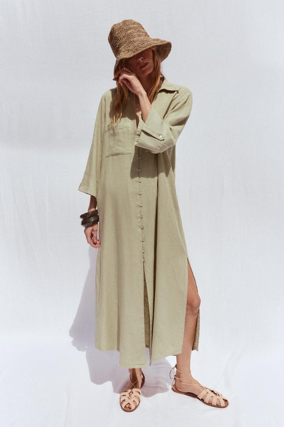 Linen Blend Shirt Dress
