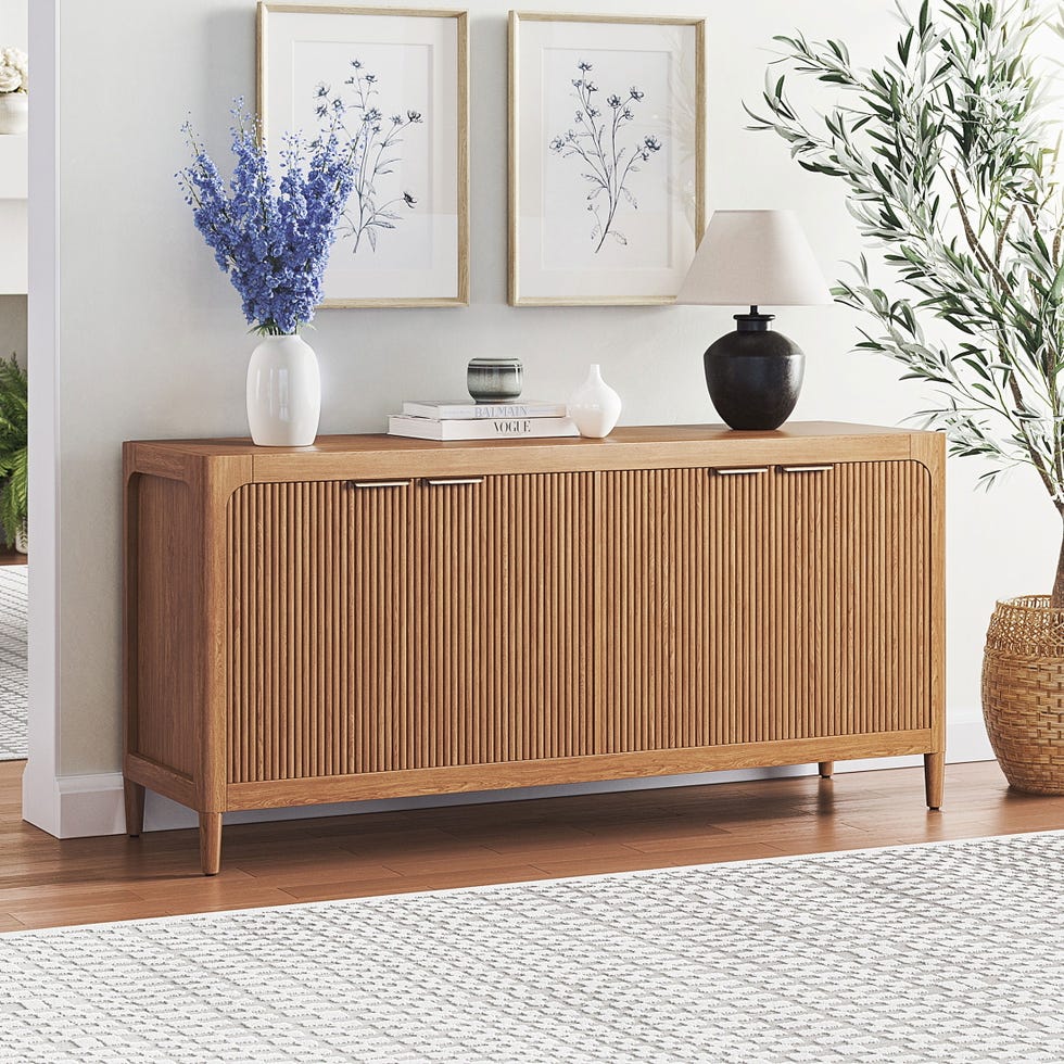 Linden Fluted Buffet Cabinet Sideboard with Adjustable Shelves