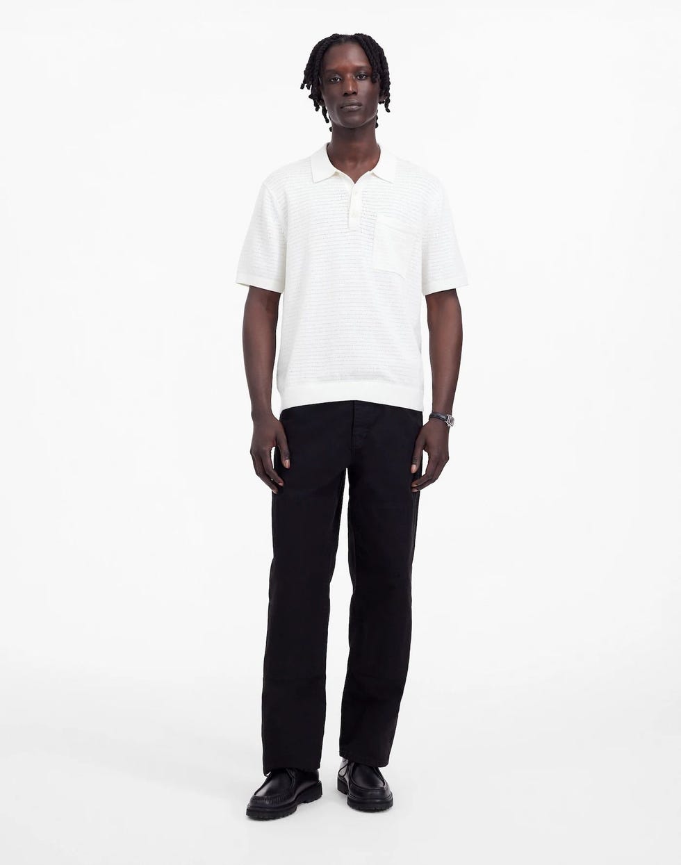 Pointelle Stitch Sweater Polo