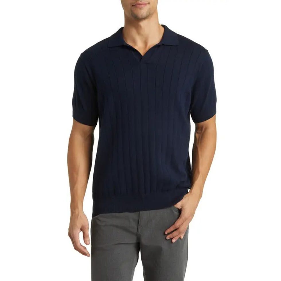 Frey's Crescent Rib Cotton Sweater Polo