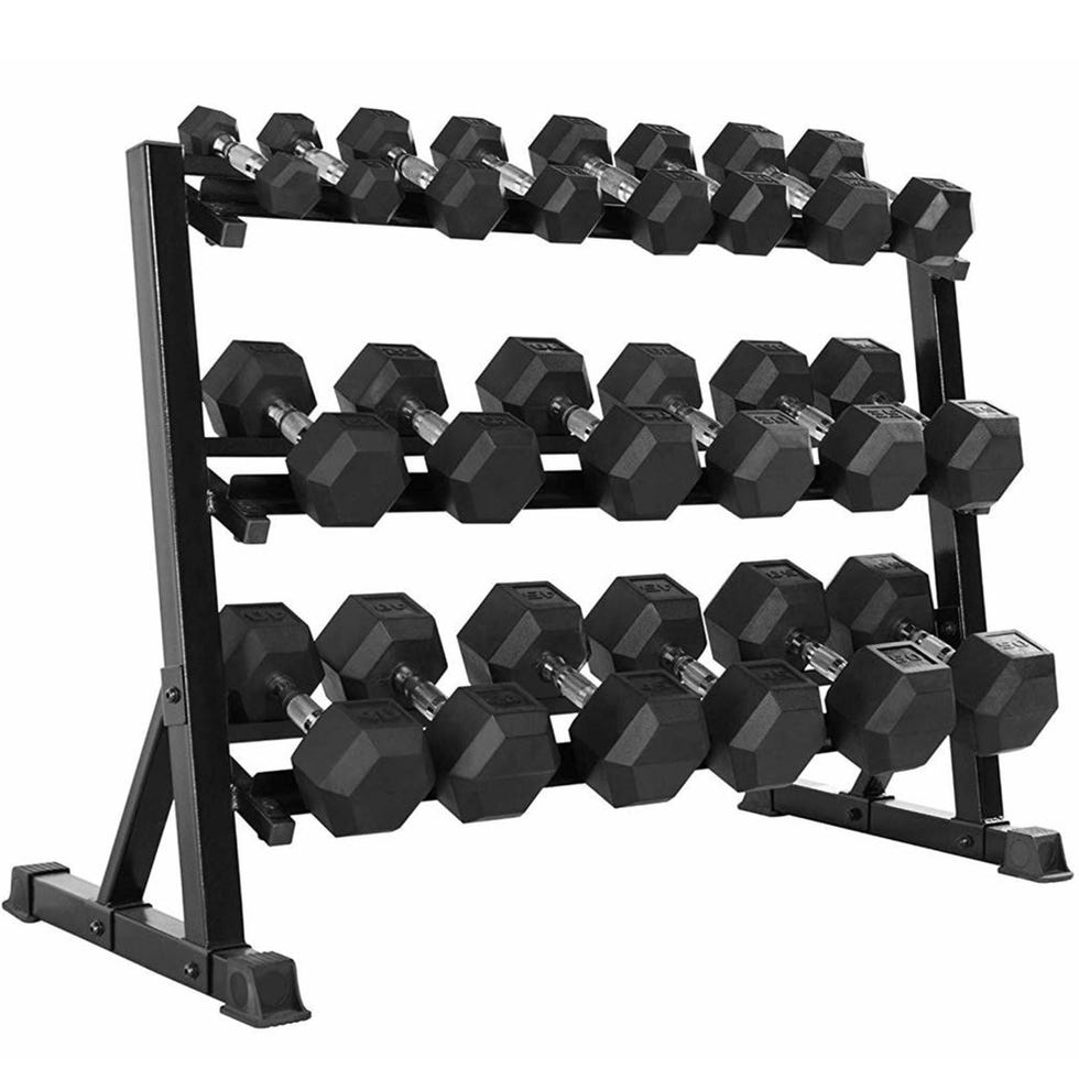 350 lb Dambıl Seti ve Rafı